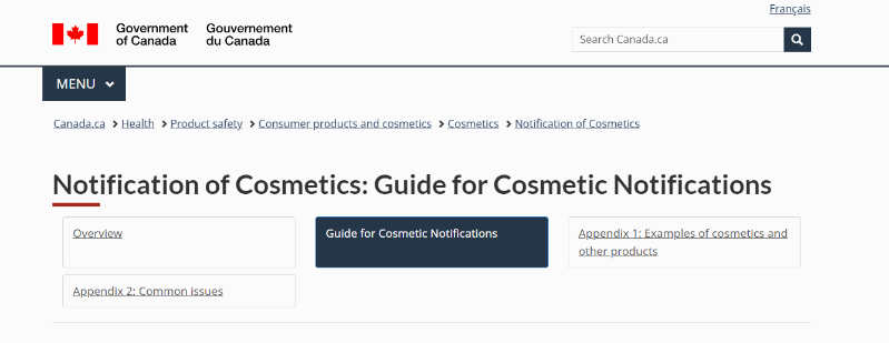加拿大,化妝品,CNF,化妝品通報指南